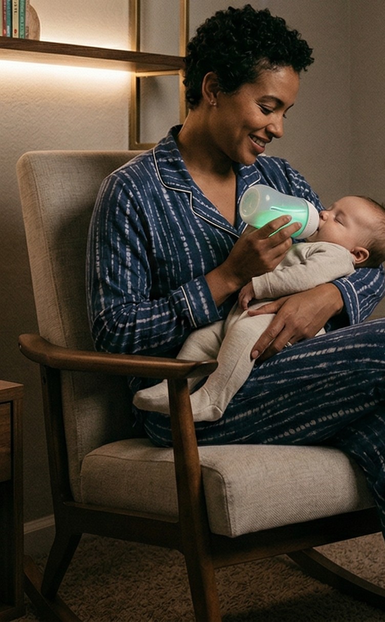 Mother bottle-feeding infant