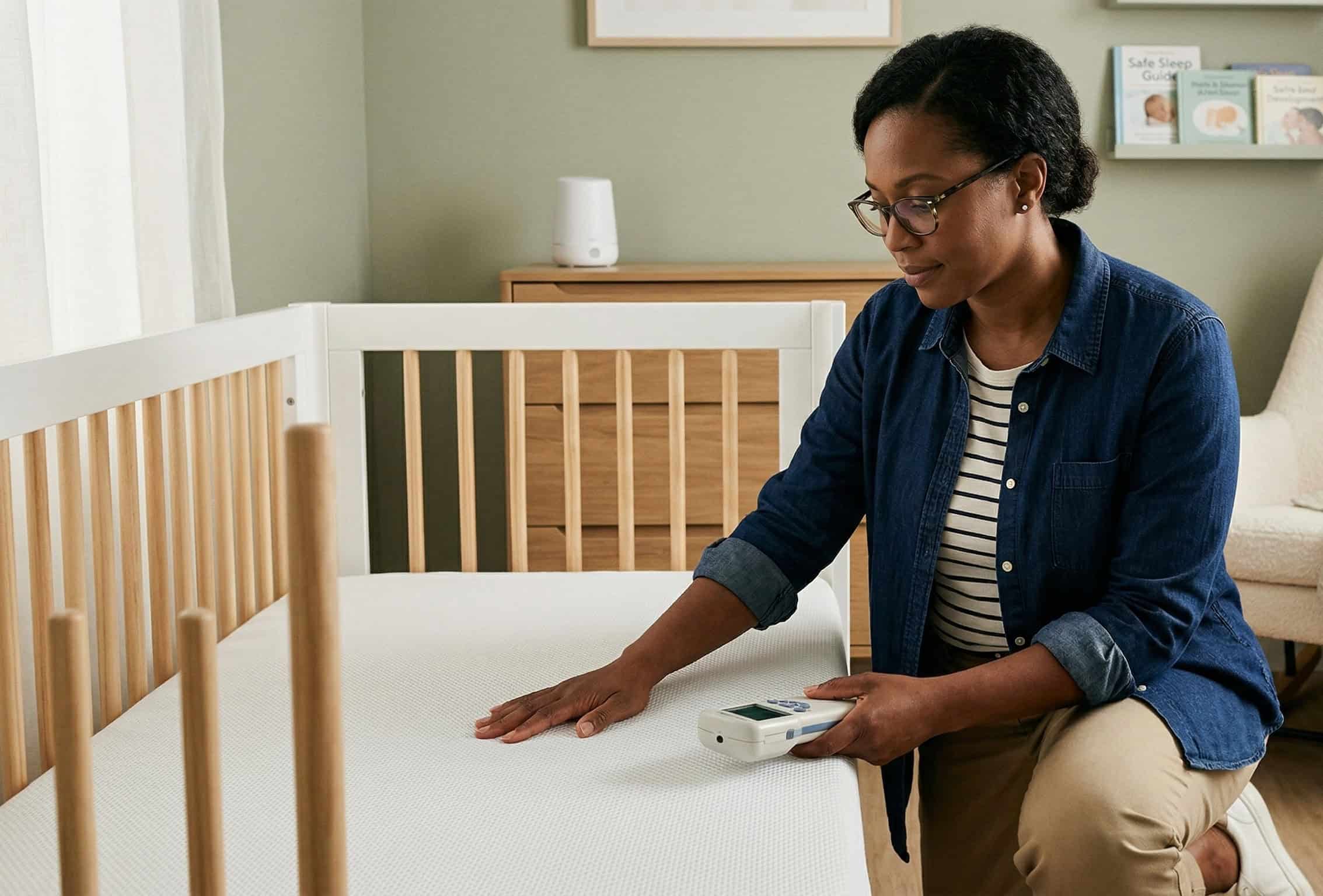 Safe crib setup in a nursery
